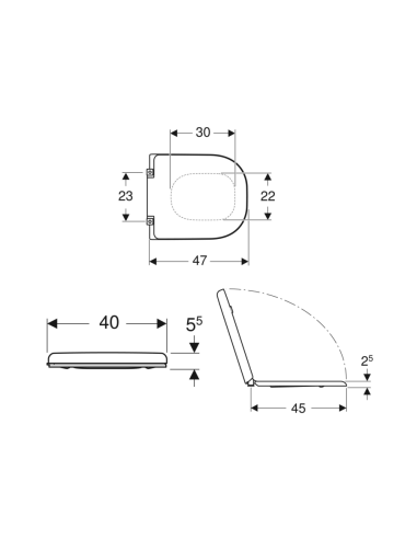 Abattant WC Allia LATITUDE blanc Frein De Chute Fait Sur Mesure