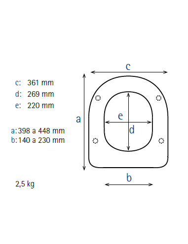 Abattant WC Allia MANGO mesures